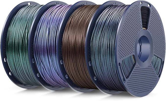 SUNLU 4KG Galaxy PLA Filament Bundle 1.75mm, Color-Shifting Pearlescent Glitter PLA 3D Printer Filament, Galaxy Peacock, Green, Purple, Brown, 4 Pack, 1KG/Roll