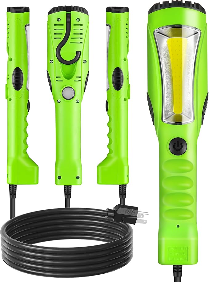 18W LED Work Light and 30 Ft Retractable Extension Cord Reel Bundle, for Garage, Workshop, Car Repair Scene, ETL Listed J03WL06-H30CR06