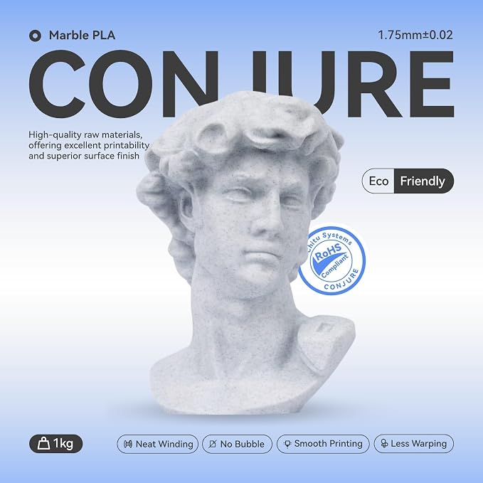 Chitu Systems Conjure Marble PLA Filament 1.75mm, Using Reusable Spool Compatible with Bambu Lab Refill Filament, 3D Printer Filament Dimensional Accuracy +/- 0.02mm, 1KG/2.2lb