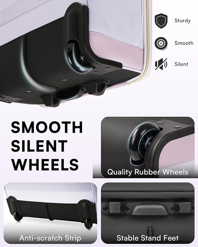 Arcoyard Rolling Laptop Bag Women, Rolling Briefcase for Women for Work, 17 Inch Computer Bag with Wheels, Fashion Flap Laptop Bag With Wheels for Work Business, TSA Friendly Design, Light Purple