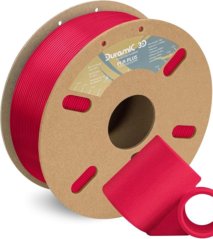 DURAMIC 3D PLA+ Printer Filament 1.75mm PLA Plus Neatly 2Kg Spool(2.2lbs) | PLA Pro Tougher and Stronger, Dimensional Accuracy Probability +/- 0.02mm Wine red