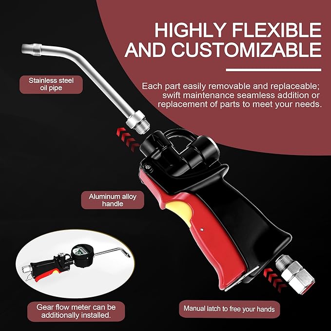 Air Operated Oil Control Valve Dispenser Nozzle, Heavy Duty Oil Gun Dispenser 1/2-Inch NPT Inlet for Motor, Gear, Hydraulic Fluids, Lubricants, and Antifreeze