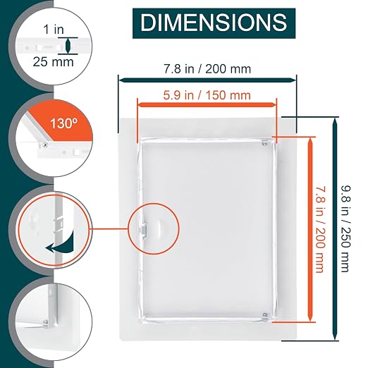 6" x 8" White Metal Access Door. Plumbing, Electricity, Heating, Alarm Wall Access Panel for Drywall