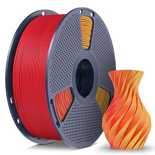 Matte PLA Filament 1.75mm, 1kg(2.2lbs) 3D Printer Filament, Smooth Matte Finish, Less Brittle, Dual Color Appearance from Different Angles, RedYellow