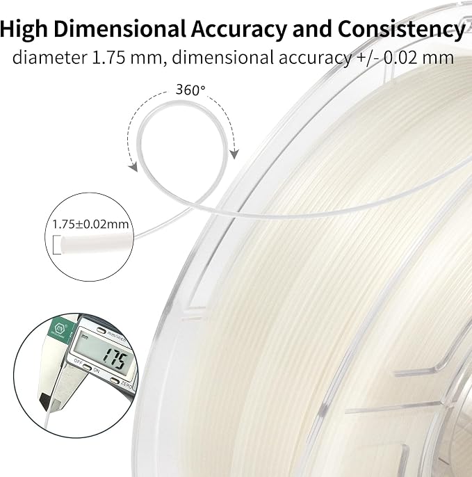 IEMAI Clear PLA Filament 1.75mm 1kg, Glossy Transparent Finish 3D Printer Filament Up to 600mm/s High Speed Printing for Lampshades, Home Décor & Creative DIY