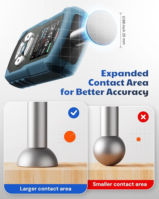 AWT-590 Rechargeable Pinless Moisture Meter for Wood, Drywall & Masonry, Wood Moisture Meter with Adjustable Alarm, Data Records, Non-Invasive Hemispherical Water Leak Detector for Home