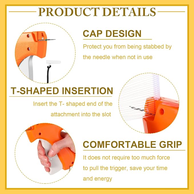 Kigeli 6 Pack Tagging Guns for Clothing with 3000 Barbs 15 Needles Stitch Gun Quick Clothes Fixer Retail Price Tag Attacher Clothing Label Gun for Boutique Store Warehouse Garage(Orange, Green)