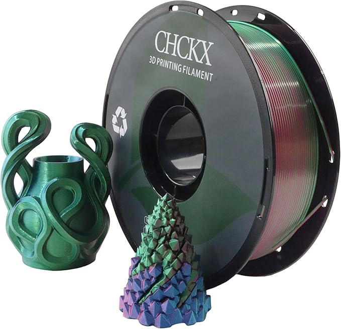 PLA 3D Printer Filament, Triple Color Silk PLA Filament, Dimensional Accuracy +/- 0.02 mm, 1 kg Spool(2.2lbs), 1.75 mm, Red Blue Green