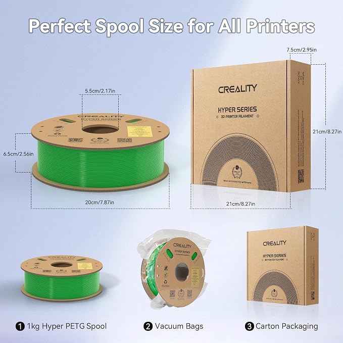 Official Creality Hyper PETG Filament 1.75mm, High Speed 600mm/s 3D Printer Filament PETG, 1kg(2.2lbs)/Spool, Dimensional Accuracy ± 0.05 mm