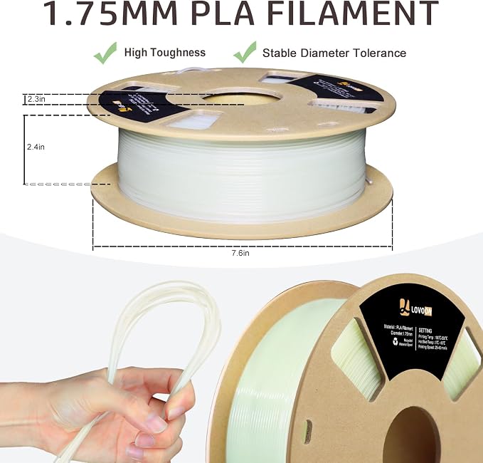 LOVOON 3D PLA Glow in The Dark Filament, Luminous Green Color Change PLA Filament 1.75mm, for Halloween and Christmas Decorations, Glow Green,1KG(2.2lbs)/Spool