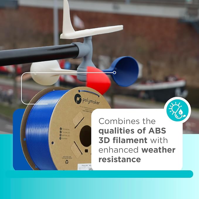 Polymaker ASA Filament 1.75mm Blue, 1kg ASA 3D Printing Filament, Heat & Weather Resistant - ASA 3D Printer Filament Perfect for Printing Outdoor Functional Parts