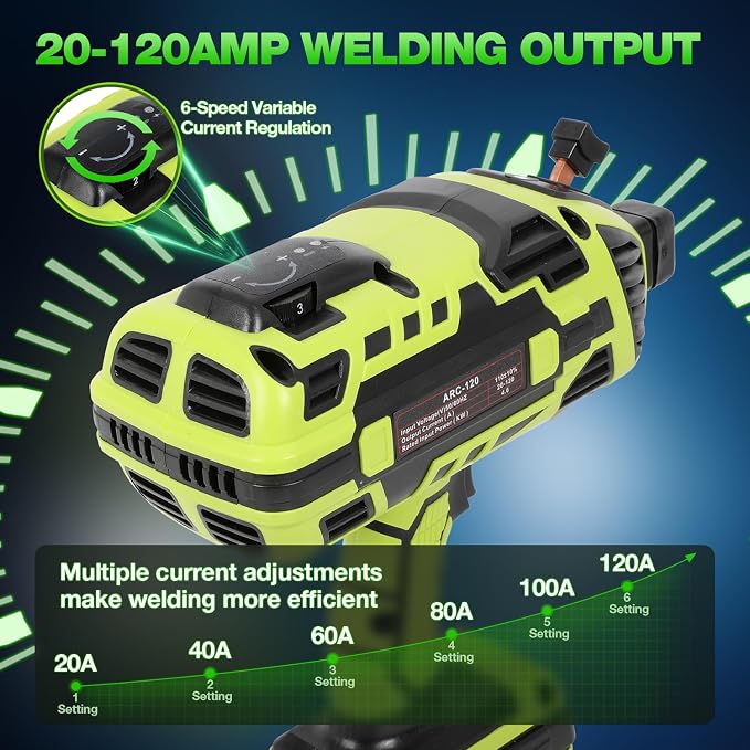 Handheld Welding Machine, 110V Portable Welder Handheld with IGBT Inverter 6 Variable Current Adjustment 20-120Amp Welding Output Portable ARC Welder Gun for 1/16"-1/8" Size Welding Rods