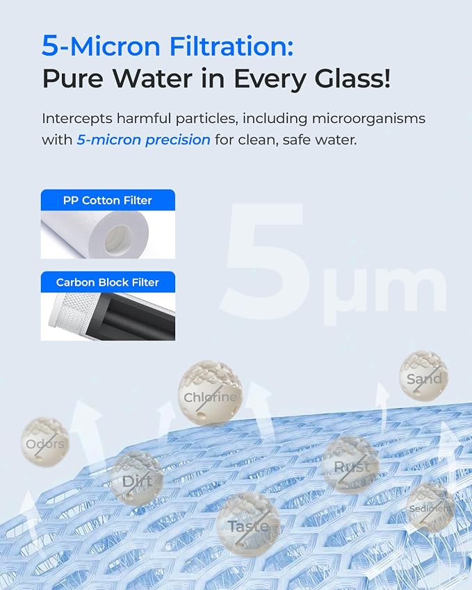 Waterdrop 20 x 4.5 Inch Whole House Water Filter Replacement Water Filter Sediment and Carbon Filter Cartridges, Pack of 4