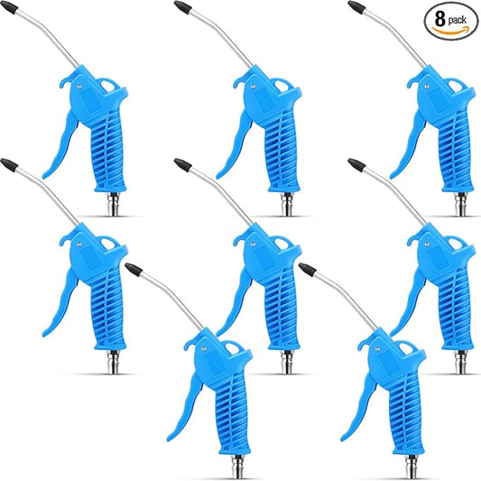 Gisafai 8 Pcs Air Nozzle Blower Gun Blue Air Blow Gun with Rubber Tip High Flow Air Blower Gun for Compressor Air Blow Tools for Home Car Garage Store Industrial Clean Detail