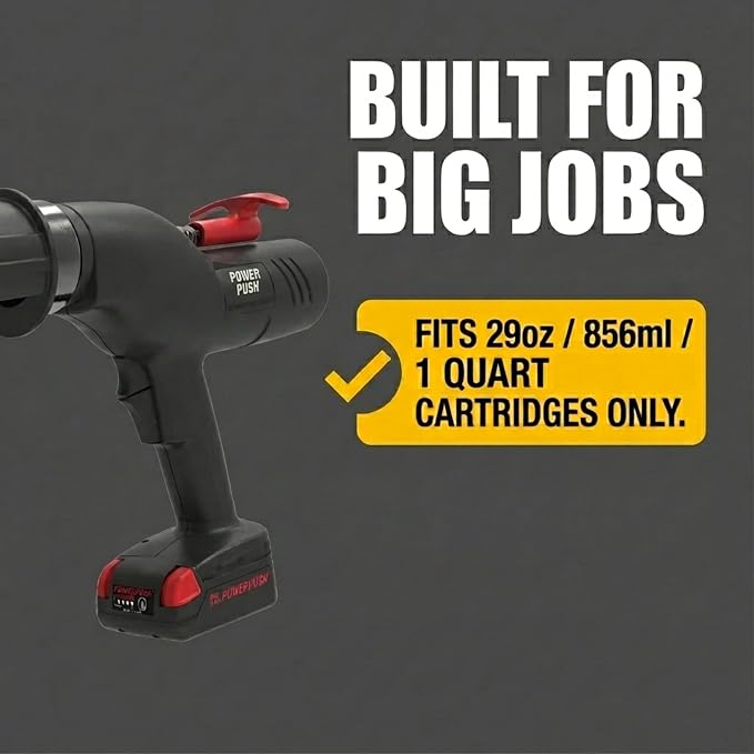 Heavy Duty Caulking Gun | 20V Cordless Caulk Gun | 29oz Cartridges 856m 1 Quart l | 900lbs Thurst | No Drip Professional Calking for Painters, DIYers, Automotive, Contractors