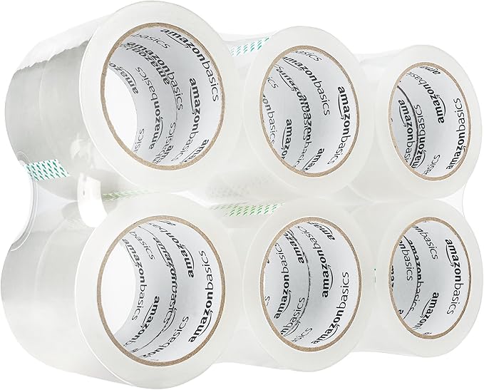 Amazon Basics Packaging Tape for Shipping, Moving, Storing and Sealing, Clear, 1.88 in x 54.6 yds, 36-Pack