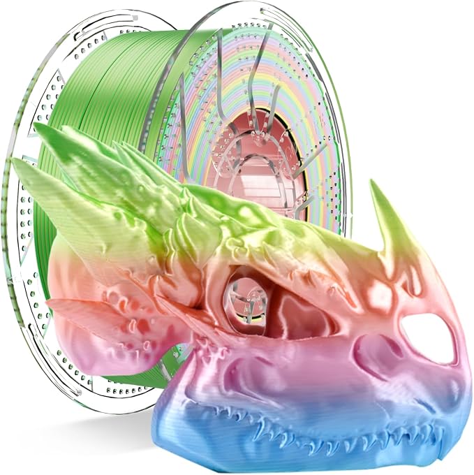 Chitu Systems Conjure Silk Rainbow PLA 3D Printer Filament, 1.75mm Shiny Rainbow Filament, Using Reusable Spool Compatible with Bambu Lab Refill Filament,1KG/2.2lb