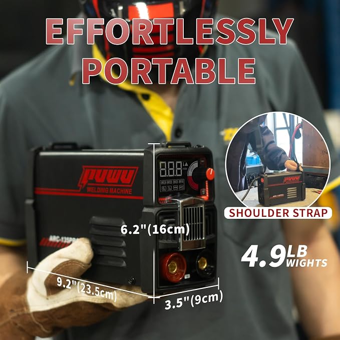 110V 135A Stick Welder Lift Tig Welder Digital Welding Machine with Overheat Protection,Electrode, Digital Screen, Quick Connector with Hot Start - MINI MMA Arc Welder with Lift TIG Torch(BLACK)