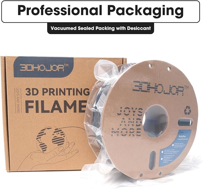 3DHoJor PLA Pro (PLA+) Filament 1.75mm 3D Printing Filament - 1kg*4 Bundle, Cardboard Spool, Dimensional Accuracy +/- 0.03 mm - Black/White/Blue/Red