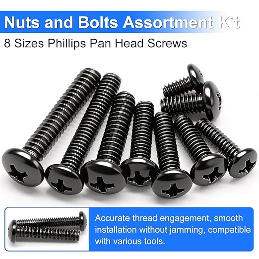 237PCS Machine Screws Nuts and Bolts Assortment Kit, 304 Stainless Steel Bolts 8 Sizes #6-32#8-32#10-24 Phillips Pan Head Hardware Screws Assortment Kit, Assorted Bolts, Nuts and Washers Kit