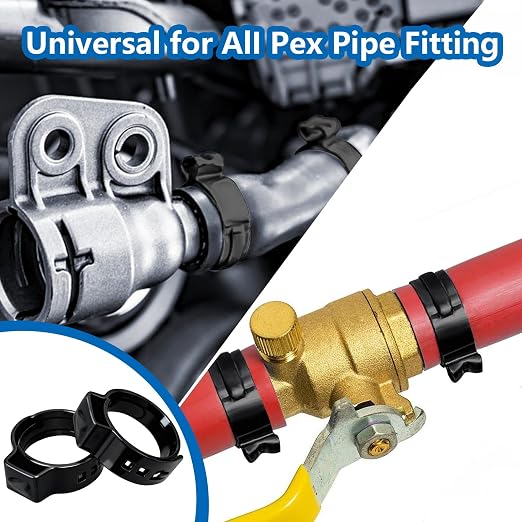 62Pcs 7 Sizes 304 Stainless Steel Black Single Ear Hose Clamps 6-23.5mm Crimp Hose Clamps Assortment Kit Perfect for Automotive/Home Appliance/Water Pipe and Fuel Line
