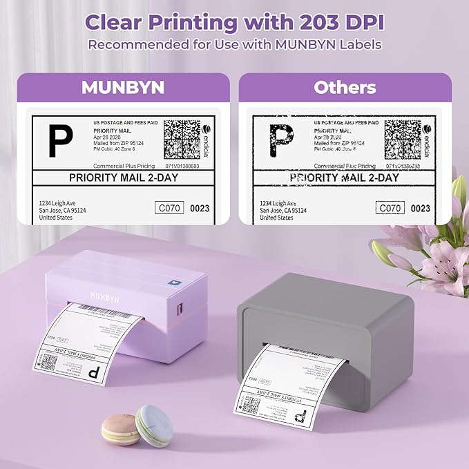 MUNBYN Bluetooth Thermal Label Printer, 130B Wireless 4x6 Shipping Label Printer for Shipping Packages Small Business Office or Home, Compatible with iPhone Android iPad Windows macOS Chrome
