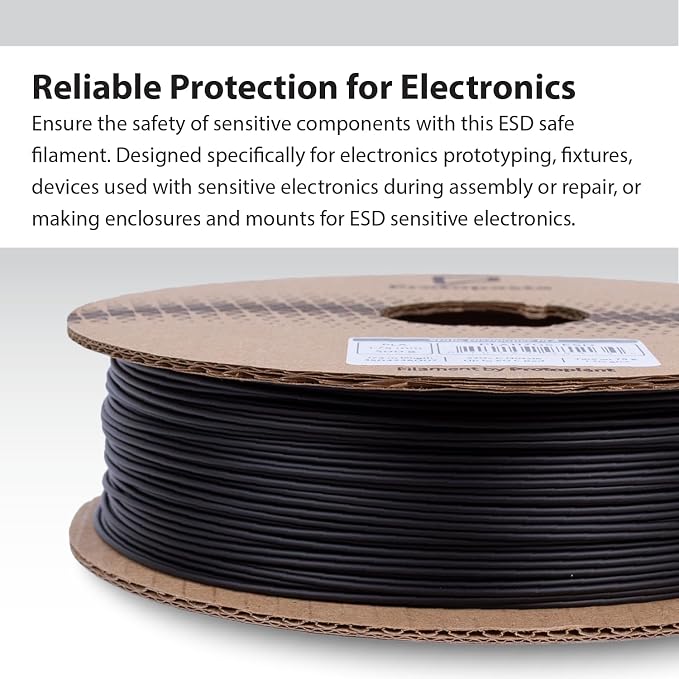 Protopasta Static Dissipative Black PLA 3D Printer Filament for ESD Safe Prints | Easy Printing with Low Warp and Wear | 1.75mm Filament | 1kg with Recyclable Cardboard Spool