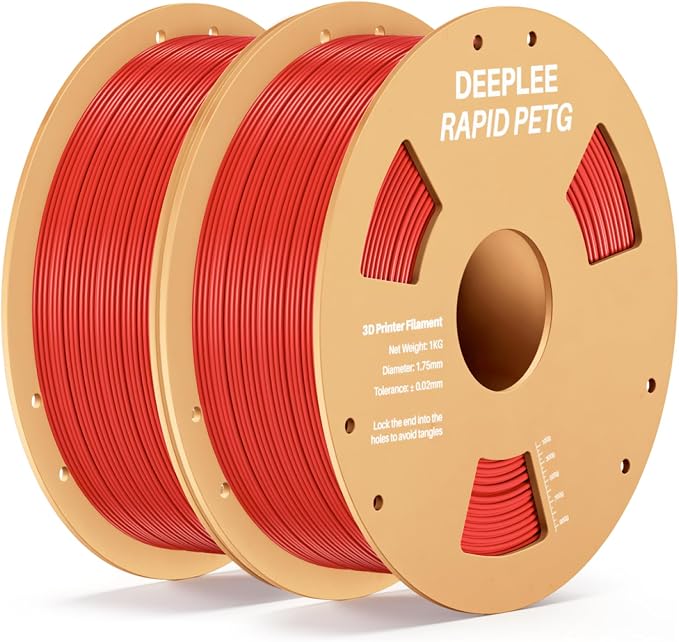 Rapid PETG Filament 1.75mm, High Speed PETG 3D Printer Filament Up to 600 mm/s, Dimensional Accuracy +/- 0.02 mm, Fits for Most FDM 3D Printers, 2kg Red