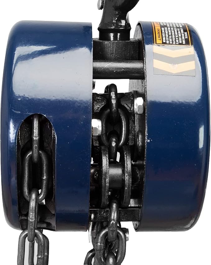 Big RED ATR9020UR Manual Hand Lift Steel Chain Block Hoist with 2 Heavy Duty Hooks, 2 Ton (4,000 lb), 8ft/2.5m Blue
