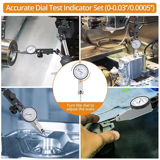 Neoteck 176lbs/80kg Magnetic Base Stand + 0.03" Dial Test Indicator Set