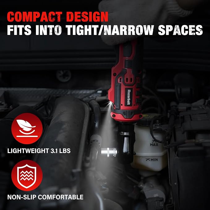 20V 3/8" Cordless Electric Ratchet Wrench Set, 88 Ft-lbs(120N.m), 500 RPM | 2PCS 2000mAh Batteries, Variable Speed, LED Light, 5 Sockets, 1/2" Adapter, 3" Extension Bar