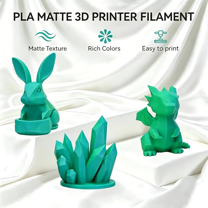 3D Printer Filament Matte Dual Color PLA Matte Blue-Green, Dimensional Accuracy +/- 0.02 mm, 1KG Spool(2.2lbs) 1.75mm PLA Filament for Most FDM 3D Printers, Matte Blue-Green