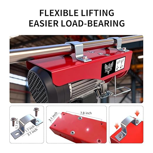 Electric Hoist, 440 lbs 110V Electric Winch with 328 ft Wireless & 14 ft Wired Remote Control, Single/Double Slings,40 ft Single Cable Lifting Height, Lift Hoist for Garage Warehouse Factory