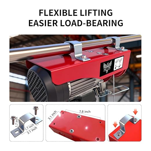 Electric Hoist with Wireless Remote Control, 110v 440lbs Electric Hoist with Remote Control, 40ft/20ft Lifting Height Motor, Lift Hoist for Factories Warehouses Construction Site Attic