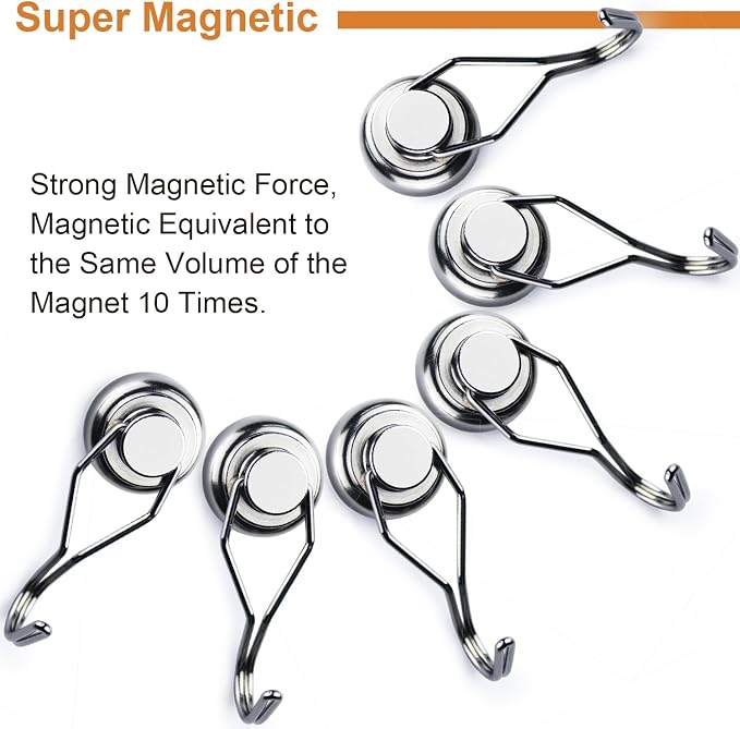 DIYMAG Magnetic Hooks,80LBS Heavy Duty 6 Pack 2026 Cruise Ship Essentials | Strong Magnets hook for Hanging Refrigerator Home Kitchen Office Grills Classroom