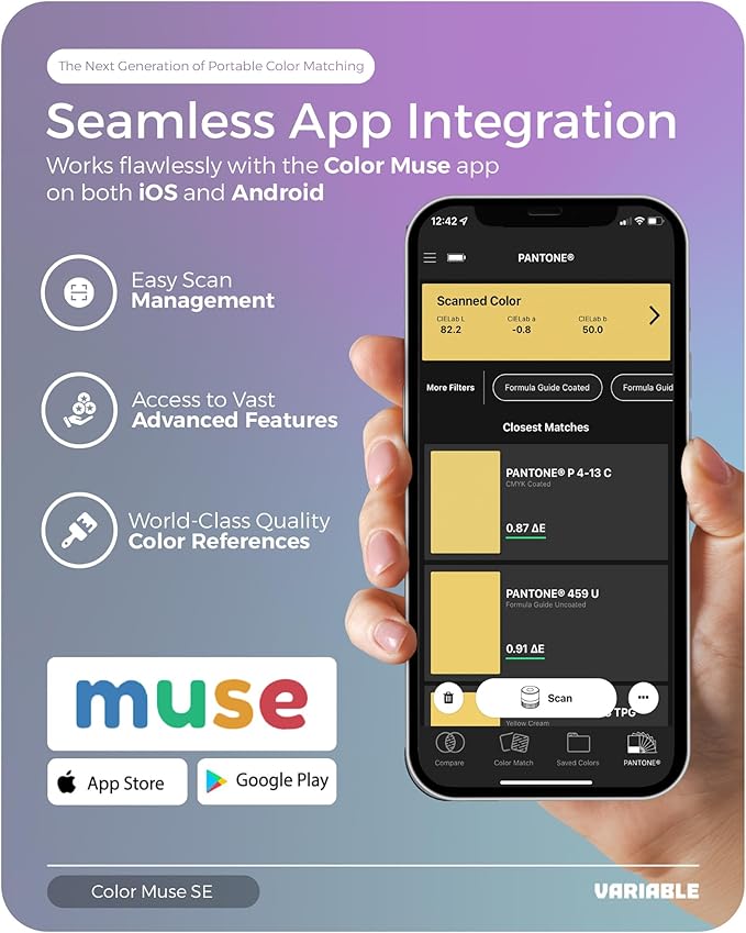 COLOR MUSE SE Colorimeter, Paint Color Matching Tool, Portable Digital Color Values, Reader, Sensor, Identify Closest Matching Paint and Scanner Device for Painters, Designers