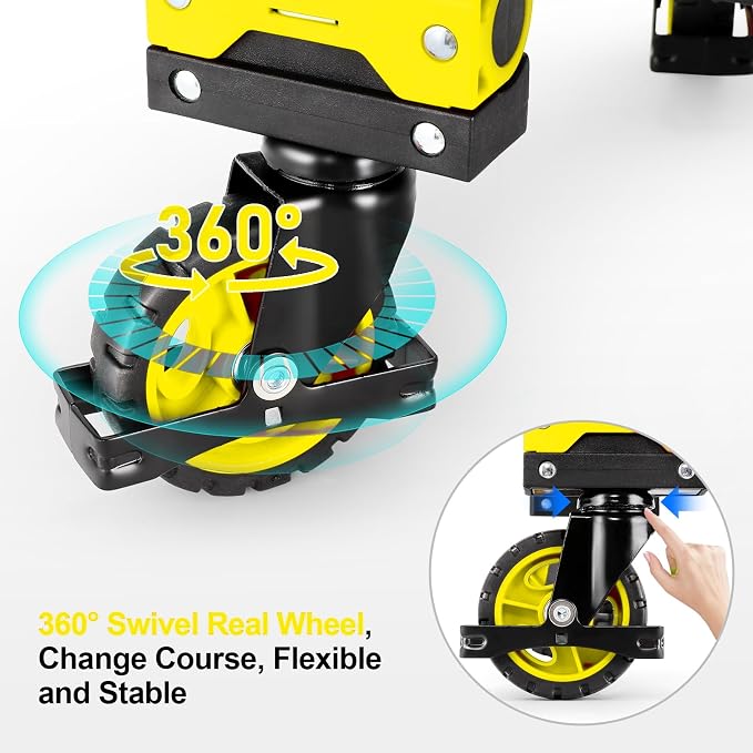 330LB Folding Hand Truck Moving Dolly, Hand Trucks Heavy Duty Combination of 4 Wheels and 2 Wheels Convertible Dolly Cart with Retractable Handle Dolly for Moving Office Carts(Yellow)