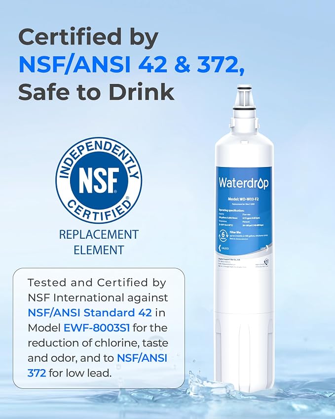 Waterdrop F-2000 Water Filter, Replacement for InSinkErator® F-1000 F-2000 Filter and AquaPure AP Easy C-Complete, 500 Gallons, Reduces Chlorine, Bad Taste & Odor, NSF/ANSI 42 Certified