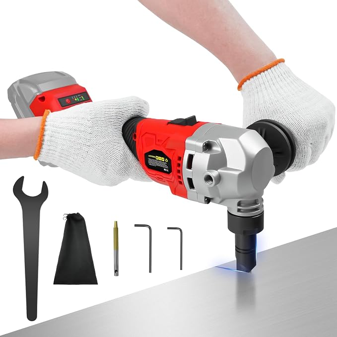 Cordless Metal Nibbler for Milwaukee 18V Battery, Brushless Nibbler Metal Cutter with 3 Speed, Electric Nibbler Steel Cutter for Stainless Steel, Aluminium, 30000RPM, Dusty Bags, 2 Blades(No battery)