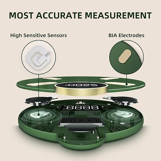 Scale for Body Weight, Posture Digital Bathroom Scale Large LED Display Weight Scale, High Accurate Body Composition Analyzer with BMI with Free Smartphone APP, 400Lb,Green