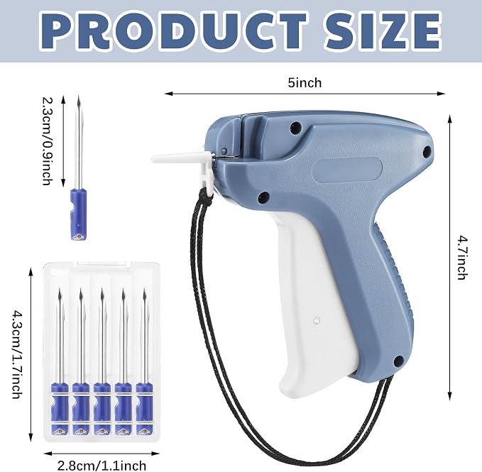 Honoson 3 Pieces Clothes Tagging Applicator Garment Tag Attacher Label Tagging Machine with 15 Pieces Steel Needles for Boutique Store Consignment Garage Yard Sale(Blue)