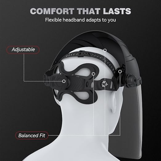 ARCCAPTAIN Face Shield for Grinding and Cutting, Full Face Impact Resistant Mask with Adjustable Ratcheting Headgear, Polycarbonate Visor, ANSI Z87.1 Certified for Industrial Work