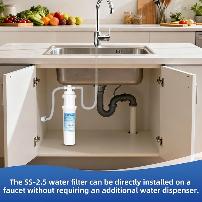 Filter Replacement SS-2.5, Replacement for Max Flow® Water Filter SS-2.5, F.SET.SS-2.5 Filter Reduces Chlorine, Compatible with EWS® SS-2.5 Water Unit, Install Directly On Faucet, 10,000 Gallon 2-PACK