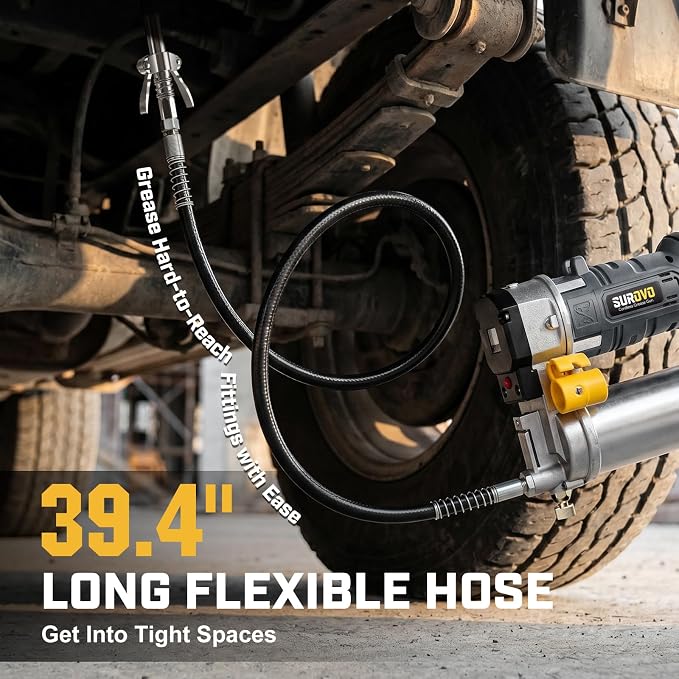 Cordless Grease Gun Compatible with DeWalt 20V Battery, 12000PSI Max High-Pressure with Lock-On Trigger, 2-in-1 Rotating Handle, 39.4" Hose & 4 Couplers, for Bulk & Cartridge Grease (Tool Only)