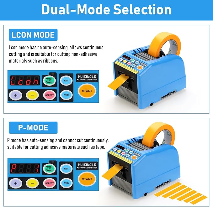 Upgraded Ceramic Roller Automatic Tape Dispenser, Dual Ribbon Cutting Machine, Adjustable 6-60mm Width 5-999mm Length, Electric Tape Cutter for Business, Shipping, Home & Daily Use