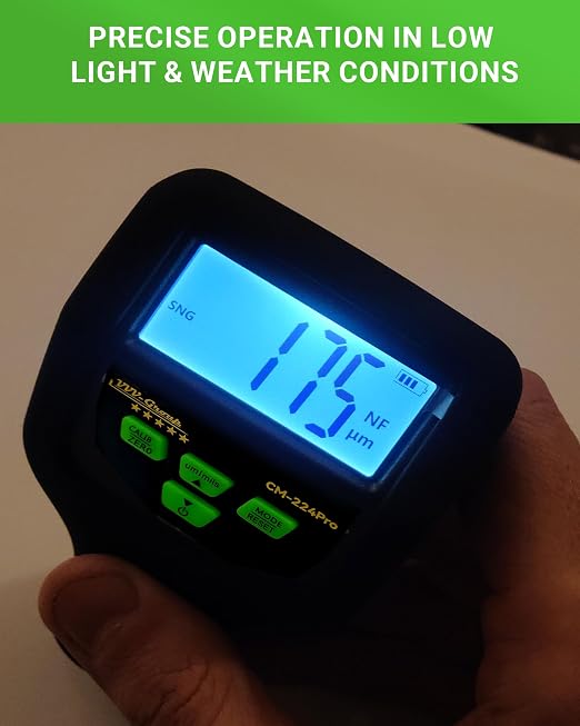 Paint Thickness Gauge – CM-224Pro Automotive Coating Thickness Meter 0–59.1 mils (0–1500 µm), 0.01 mils (0.1 µm) Resolution, Fe/NFe/Zn Auto Detection, Auto Calibration