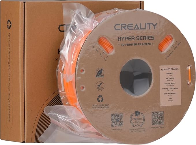 Creality ABS Filament 1.75mm 1KG, High-Speed 3D Printer ABS Filament Up to 350mm/s, High Impact Resistance, Odorless Non-Toxic and Without Stringing or Clogging, Fit Most FDM 3D Printers, Orange