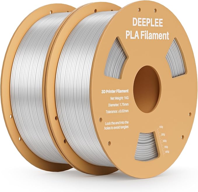 PLA 1.75mm 3D Printer Filament, Dimensional Accuracy +/- 0.02mm, Neatly Wound, No Clogging, Vacuum Package, Fits for Most FDM 3D Printers, 2 Pack 1kg Clear