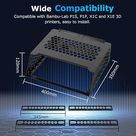 AMS Storage Holder, Can Accommodate 2 AMS/AMS 2 pro, Expandable Honeycomb Design, Space Saving, Compatible with Bambu Lab P1P/P1S/X1C/X1E 3D Printers (Black)