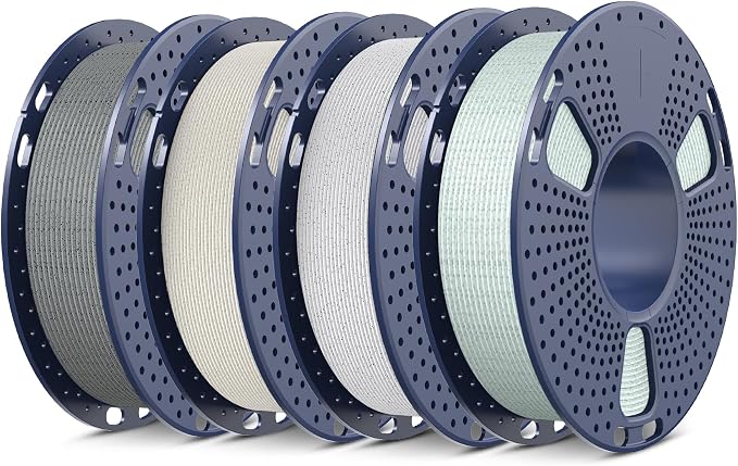 SUNLU High Speed Marble PLA Filament Bundle, 600mm/s High Speed PLA 3D Printer Filament, Marble-Like Texture, 4 Pack, 0.25kg per Spool, 1kg in Total (Cement Grey+Chestnut Brown+Light Grey+Light Cyan)